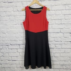 The Limited Red and Black Sleeveless Fit-and-Flare Mini Dress